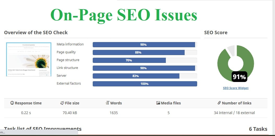 On page SEO Issues