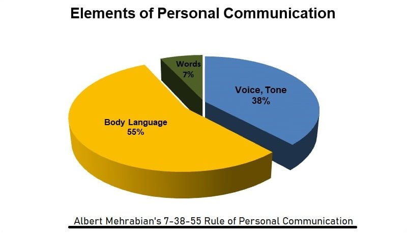 Pie Diagram on Body Language in virtual Communication