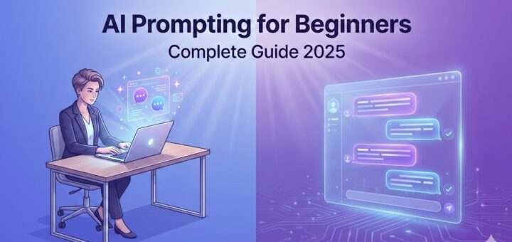 Person using AI prompting techniques on laptop with successful ChatGPT and Claude responses appearing on screen - AI Prompting for Beginners Guide 2025