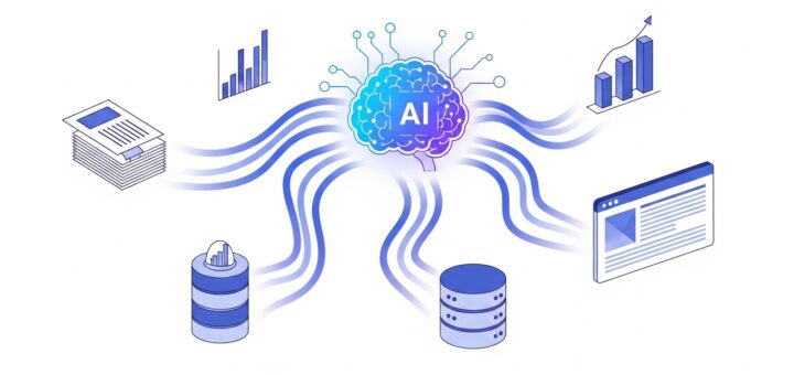 AI research agent connecting to multiple data sources for automated information gathering and analysis